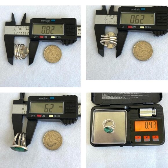 VTG Sterling Silver Southwest Style Oval Bezel Set Turquoise Triple Shank Ring - Picture 10 of 16